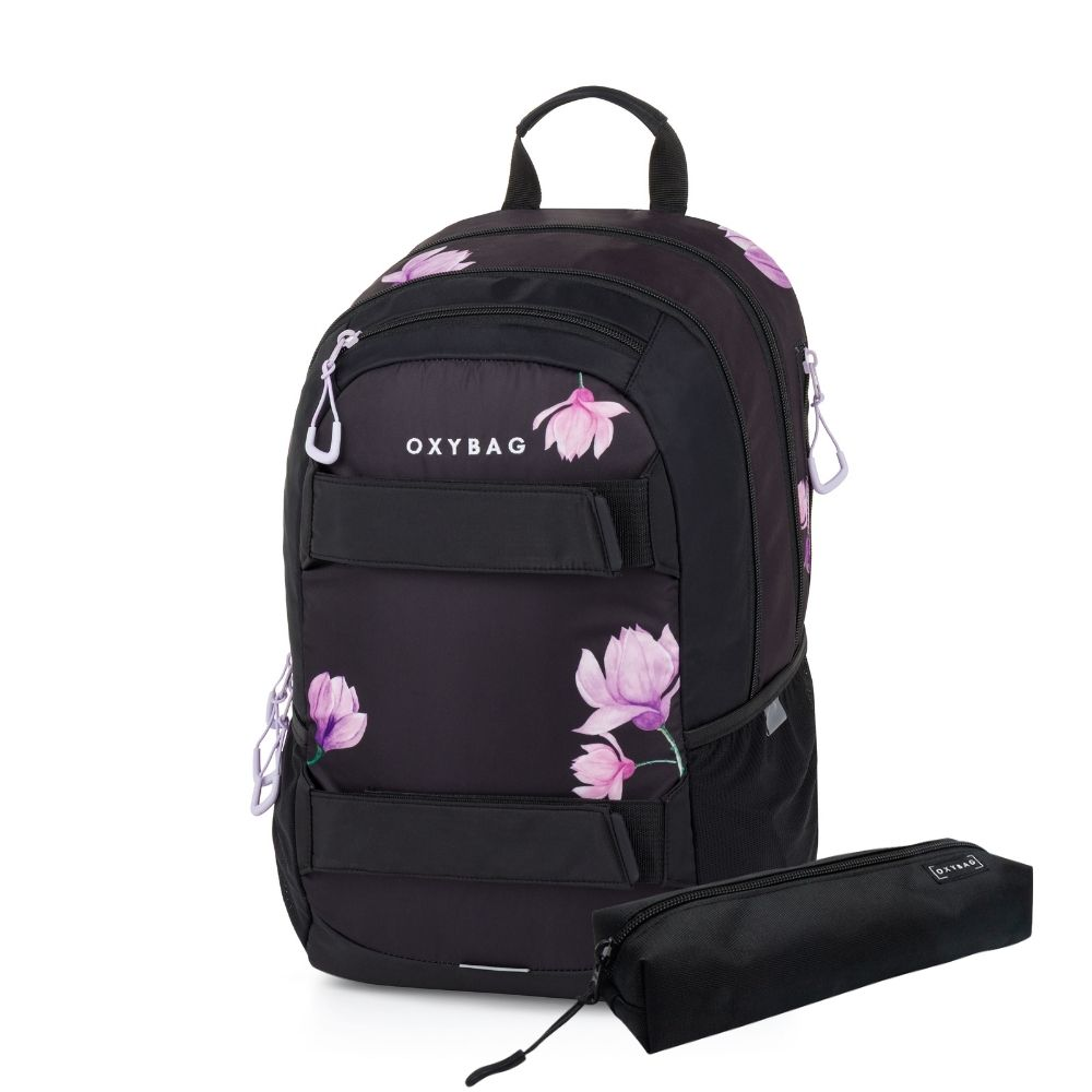 Studentský batoh + etue OXY Sport Flowers